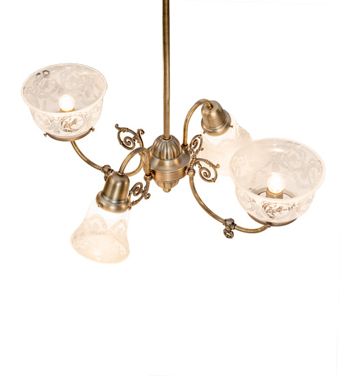 27" Long Revival Gas & Electric 4 Light Oblong Chandelier