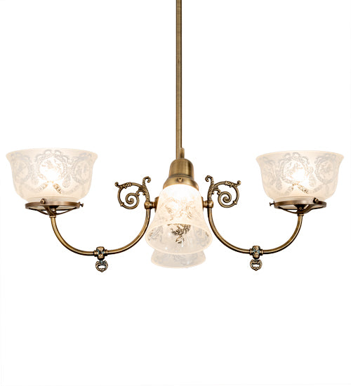 27" Long Revival Gas & Electric 4 Light Oblong Chandelier