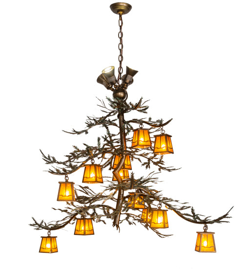 52" Wide Pine Branch Valley View 12 Light Chandelier