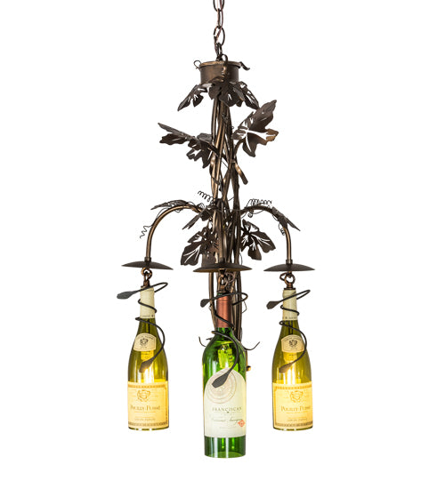 18" Wide Tuscan Vineyard 3 Light Wine Bottle Chandelier