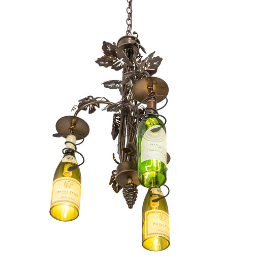 18" Wide Tuscan Vineyard 3 Light Wine Bottle Chandelier