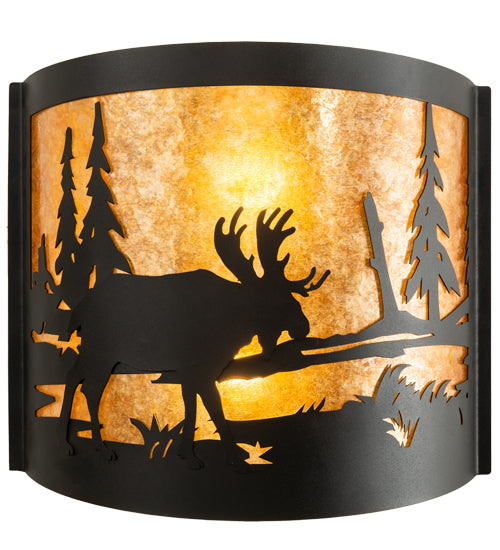 15" Wide Moose At Lake Wall Sconce