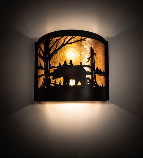 15" Wide Bear At Lake Wall Sconce