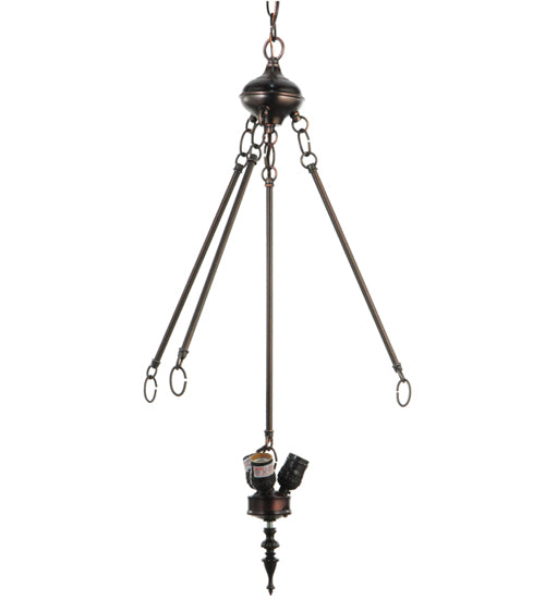 30"H Mahogany Bronze 3 Lt Inverted Pendant Hardware