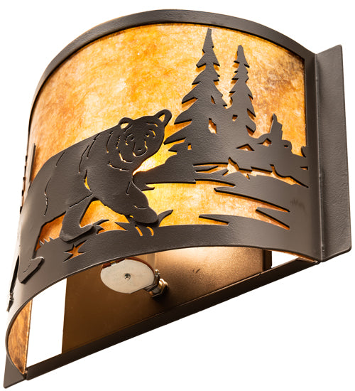 12" Wide Bear At Lake Right Wall Sconce