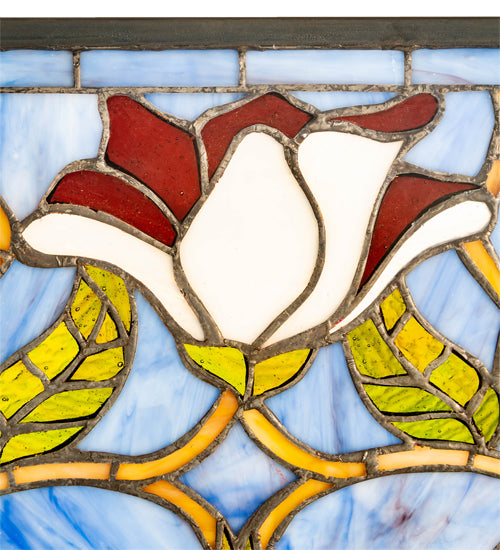 25" Wide X 11" High Magnolia Transom Stained Glass Window