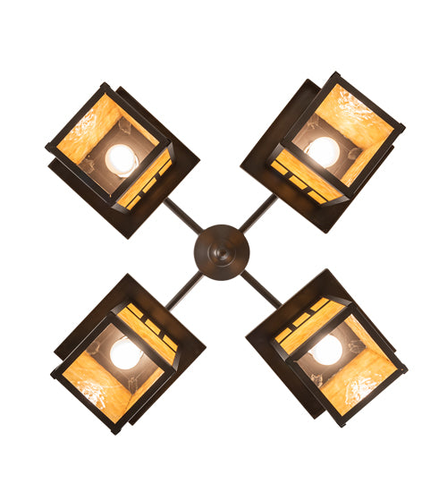 31" Wide Hyde Park Double Bar Mission 4 Light Chandelier