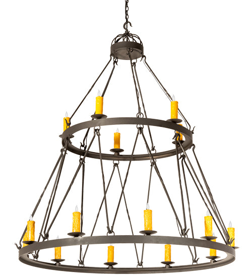 60" Wide Lakeshore 15 Light Two Tier Chandelier