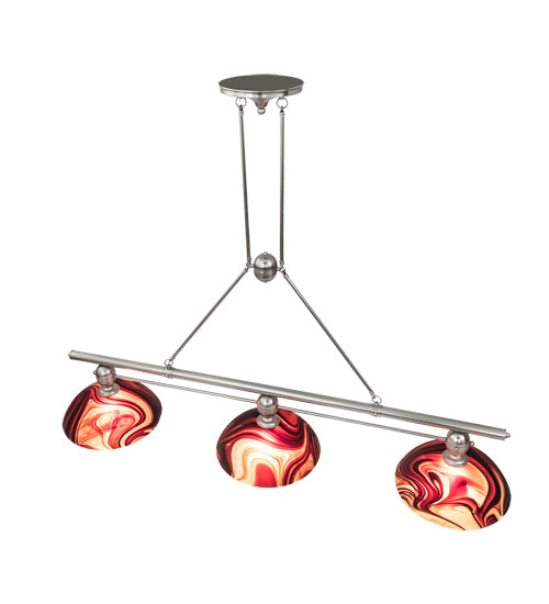 70" Long Deco Ball 3 Light Cabernet Swirl Island Pendant