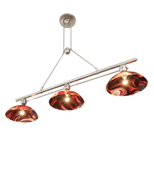 70" Long Deco Ball 3 Light Cabernet Swirl Island Pendant