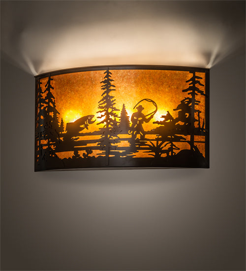 32" Wide Fly Fishing Creek Wall Sconce