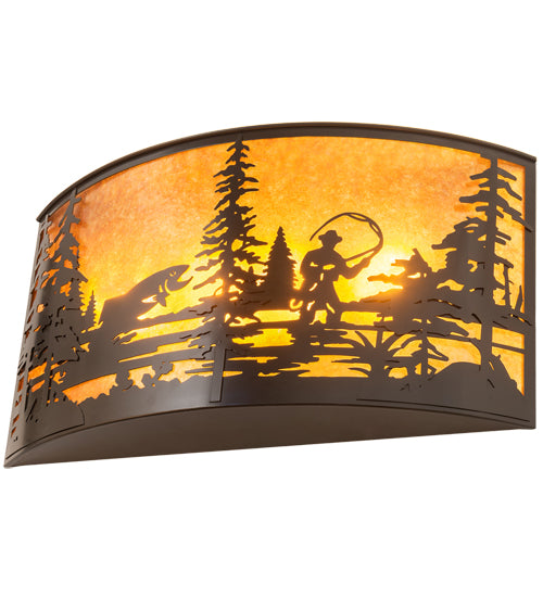 32" Wide Fly Fishing Creek Wall Sconce