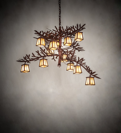 48" Wide Pine Branch 12 Light Chandelier