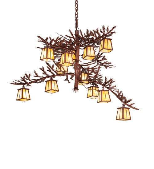 48" Wide Pine Branch 12 Light Chandelier