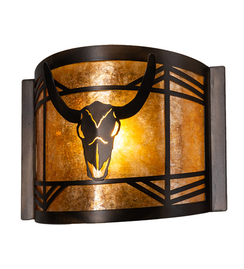 12" Wide Steer Skull Wall Sconce