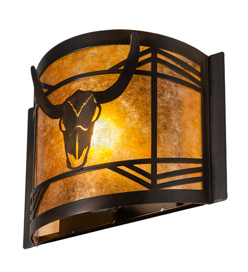 12" Wide Steer Skull Wall Sconce