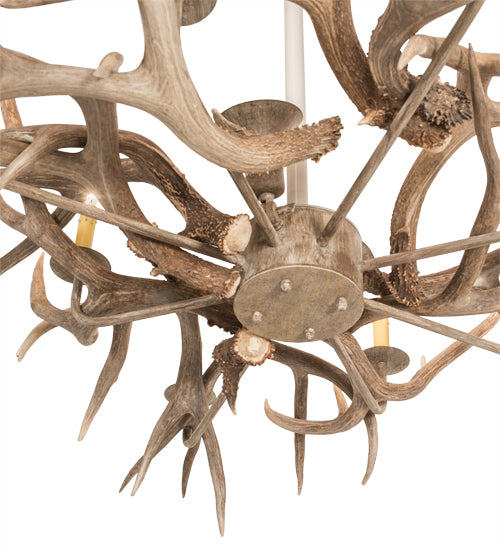 84" Long Antlers Elk 8 Light Oblong Chandelier