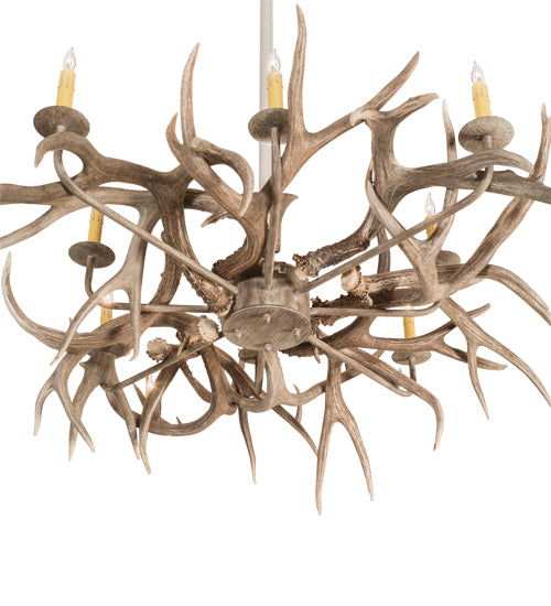 84" Long Antlers Elk 8 Light Oblong Chandelier