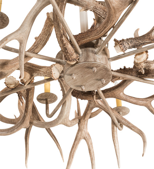 84" Long Antlers Elk 8 Light Oblong Chandelier