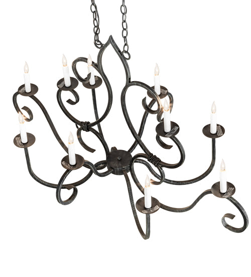 48" Long Clifton Oval 10 Light Chandelier