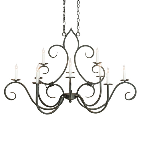 48" Long Clifton Oval 10 Light Chandelier