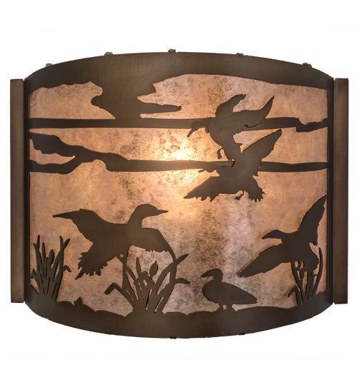 12" Wide Ducks In Flight Wall Sconce