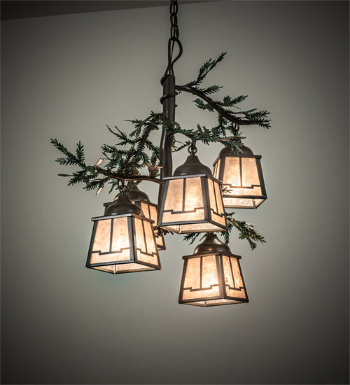 28" Wide Pine Branch Valley View 5 Light Chandelier