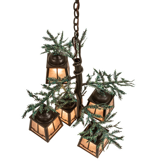 28" Wide Pine Branch Valley View 5 Light Chandelier