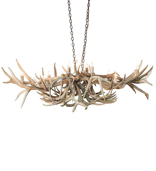 71" Long Antlers Deer 10 Light Oblong Chandelier