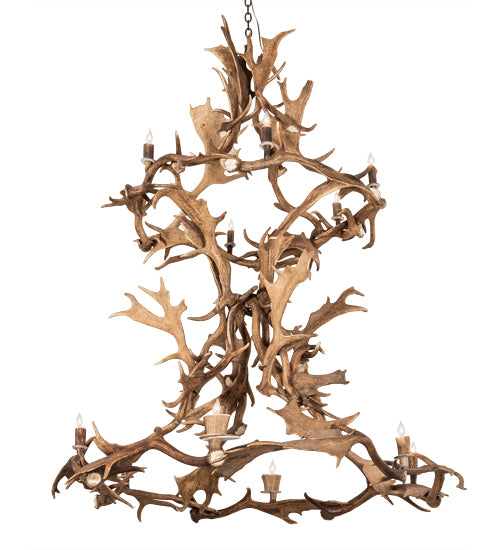 58" Wide Antlers Fallow Deer 12 Light Chandelier