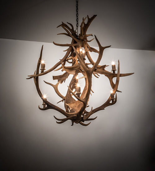 55" Wide Antlers Elk & Fallow Deer 10 Light Chandelier