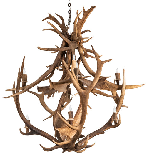 55" Wide Antlers Elk & Fallow Deer 10 Light Chandelier