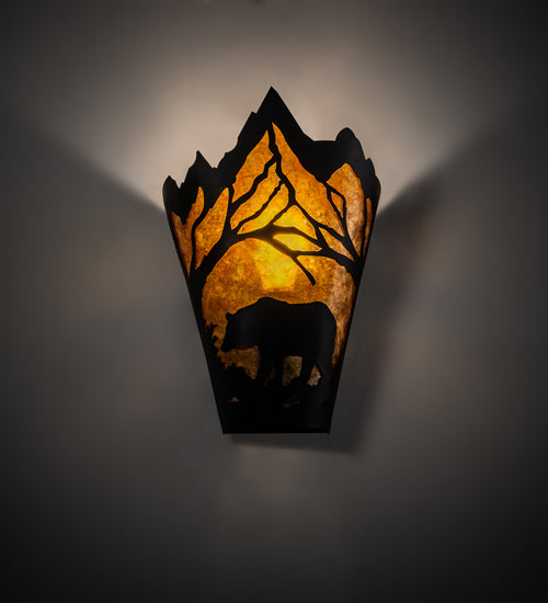 8" Wide Bear At Dawn Left Wall Sconce