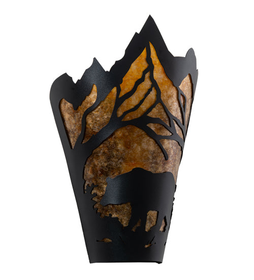 8" Wide Bear At Dawn Left Wall Sconce