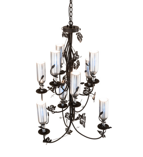 34" Wide Tuscan Vineyard 9 Light Wine Bottle Chandelier