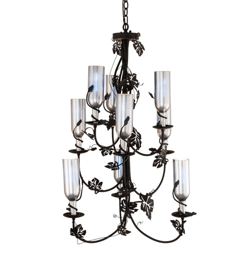 34" Wide Tuscan Vineyard 9 Light Wine Bottle Chandelier