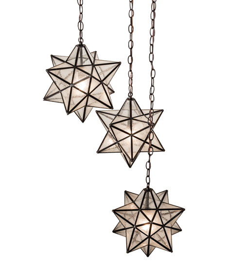 24" Wide Moravian Star 3 Light Cascading Pendant