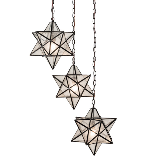 24" Wide Moravian Star 3 Light Cascading Pendant