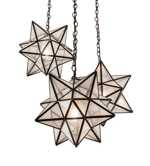 24" Wide Moravian Star 3 Light Cascading Pendant