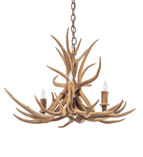 29" Wide Antlers Mule Deer 4 Light Chandelier