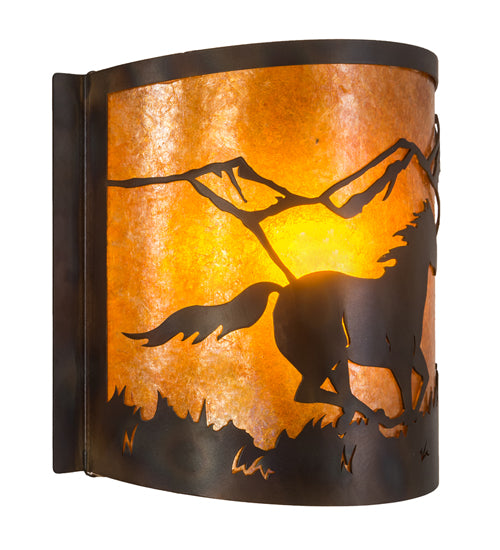 12" Wide Running Horses Wall Sconce