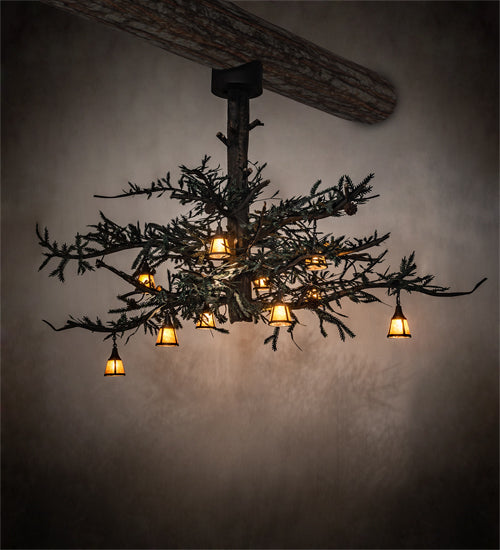 110" Long Pine Branch 10 Light Chandelier