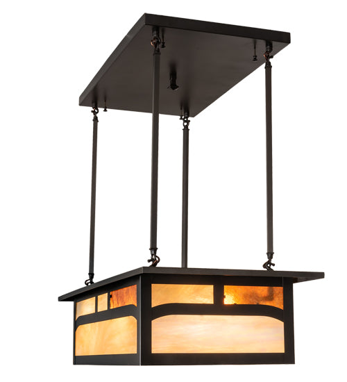 34" Long Hyde Park Double Bar Mission Oblong Pendant