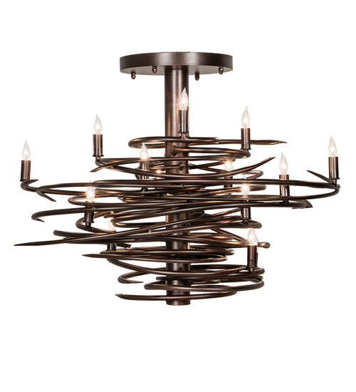 36" Long Cyclone 15 Light Chandelier