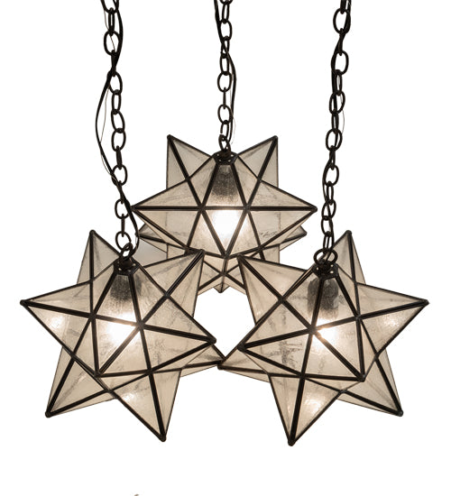 23" Wide Moravian Star 3 Light Cascading Pendant