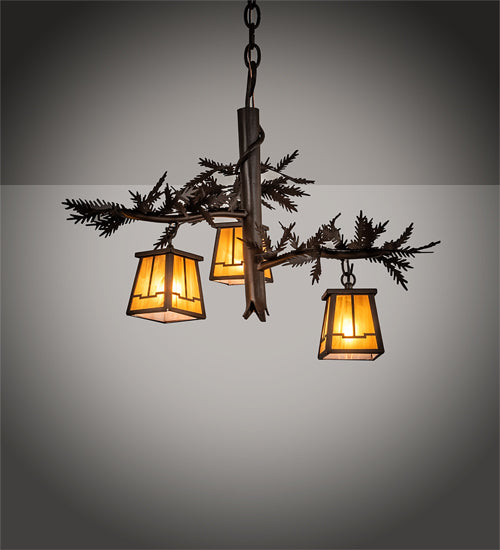 24" Wide Pine Branch Valley View 3 Light Chandelier