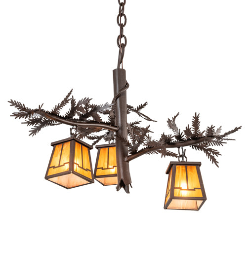 24" Wide Pine Branch Valley View 3 Light Chandelier