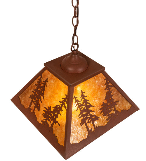 16" Square Tall Pines Pendant