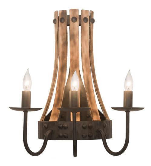 14" Wide Barrel Stave Wall Sconce