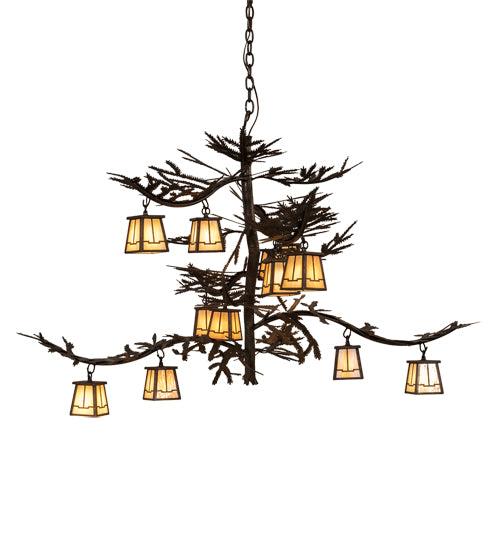 50" Long Pine Branch Valley View 12 Light Chandelier